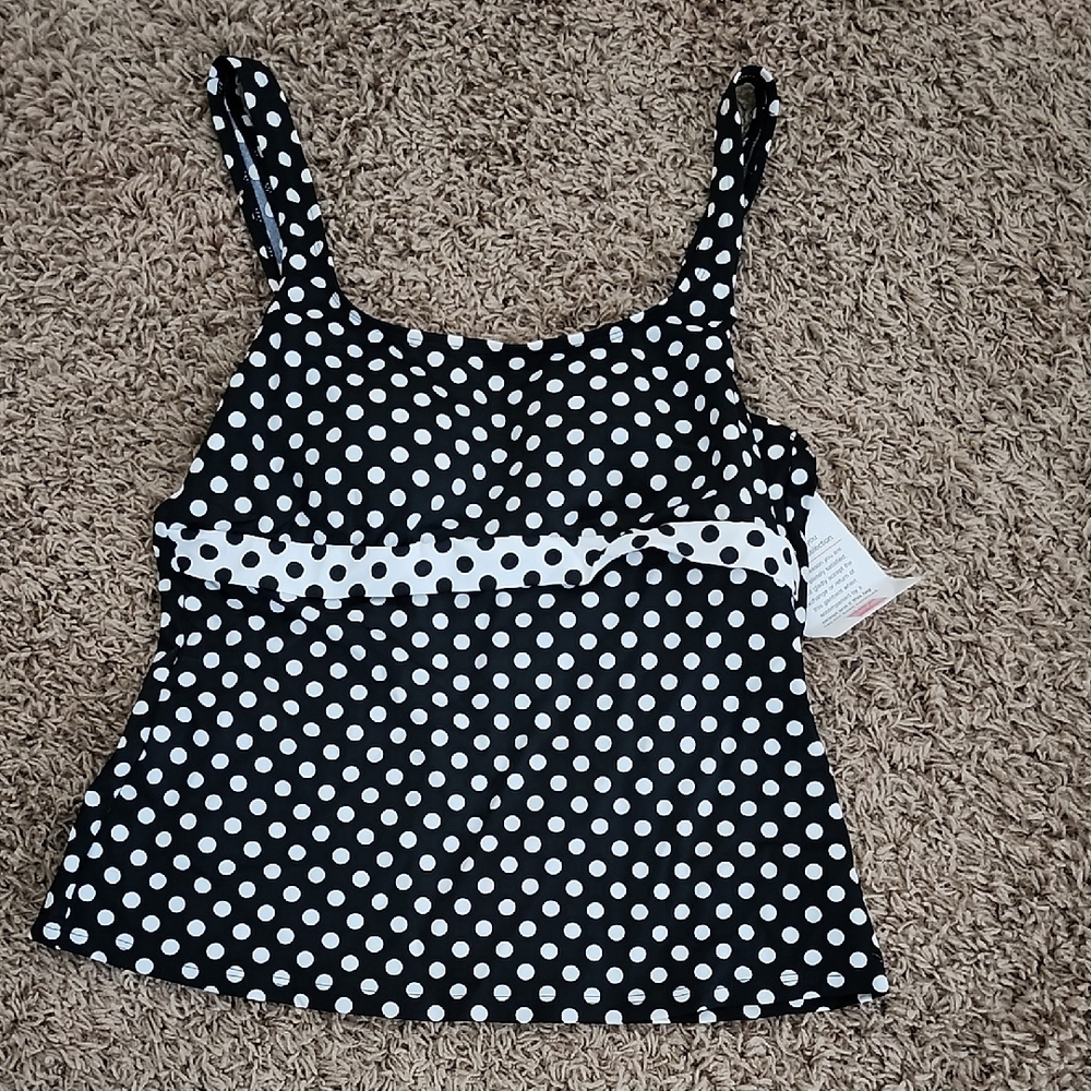 JCPenney Black and White Polka Dot Swim Camisole